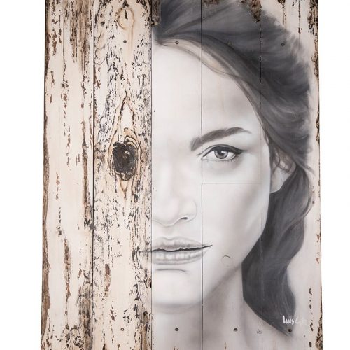 CUADRO ROSTRO OJO DE MADERA